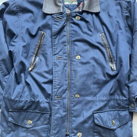 Vintage 90s Outbrook Barn Chore Denim Coat Outdoors Plaid Lined Workwear Medium - Picture 9 of 12